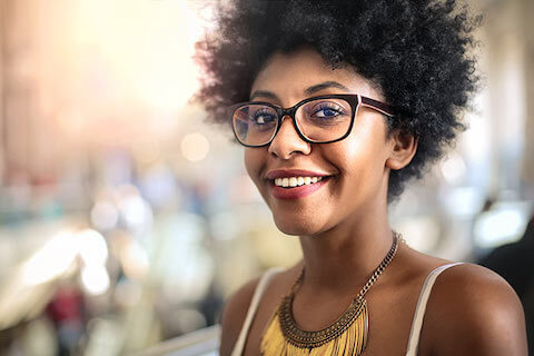 Attractive African American woman with stylish eyeglasses