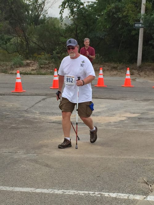 Nordic walker at run for sight