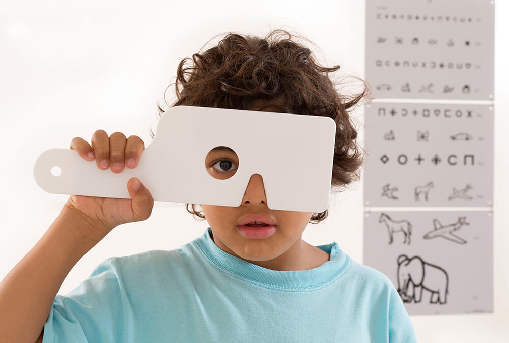 Child at eye exam