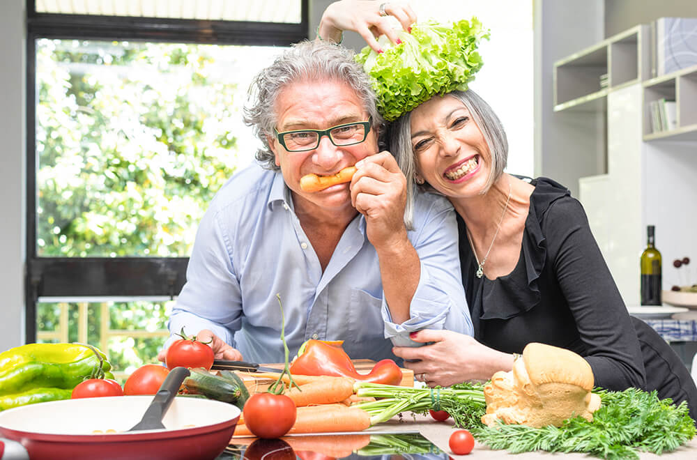 Couple having fun cooking