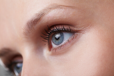 Close up of woman's beautiful blue eyes