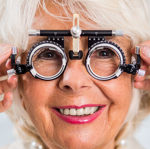 Older woman eye exam